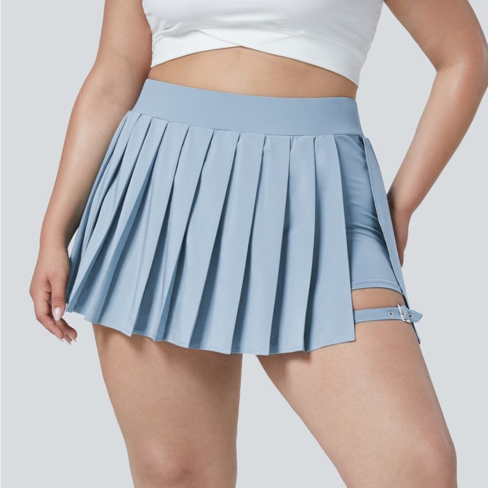 Halara Breezeful™ High Waisted Pleated 2-in-1 Side Pocket Buckle skort 1x plus